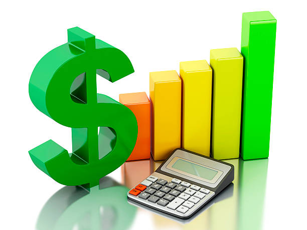 3 d financeira de negócios, gráfico de barras e de cifrão. - green report business bar graph imagens e fotografias de stock