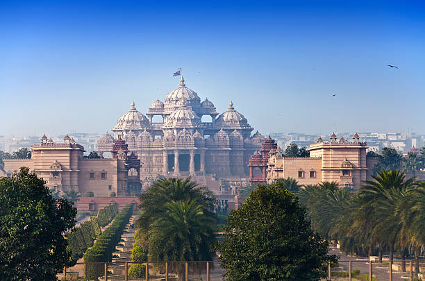 Beautiful view of Temple Akshardham in Delhi, India stock photo
