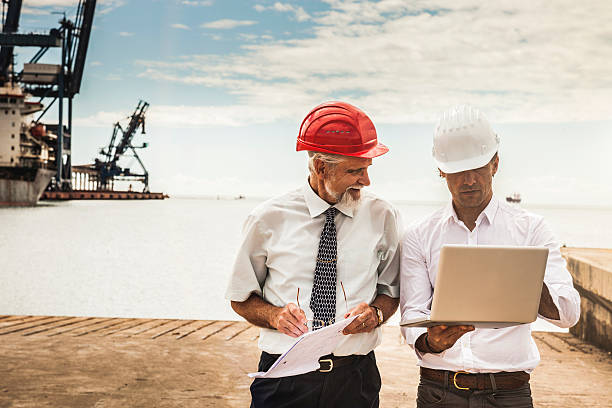 istock Business inspections at commercial dock 472927604