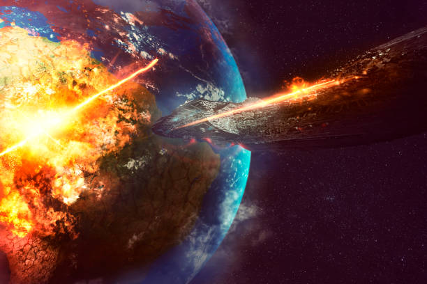 alieno razzo spaziale distruzione della terra - alien invasion foto e immagini stock
