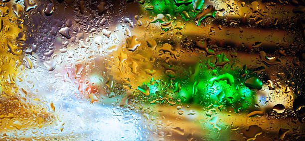 istock Night city through a wet window 472927884