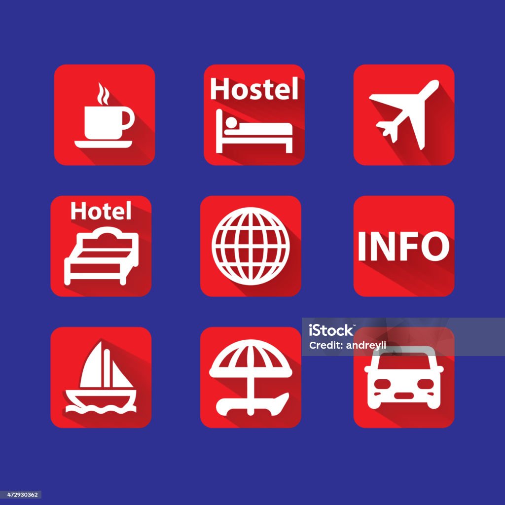 Icons in a flat design icons set for travel in a flat design with long shadows 2015 stock vector