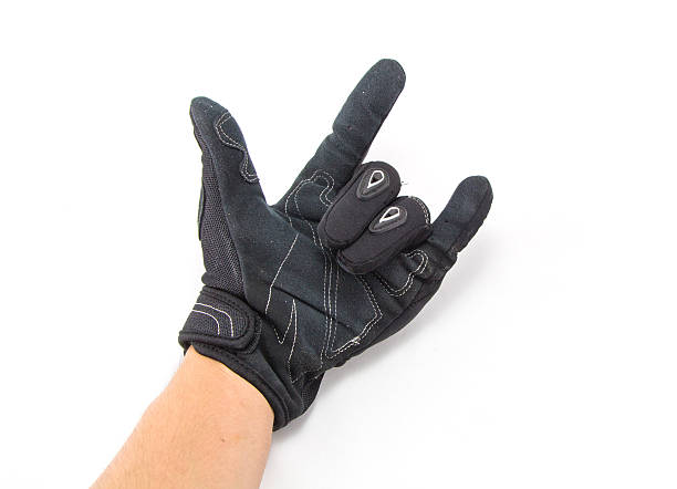istock Black Motorcycle gloves isolated on white background 472933076