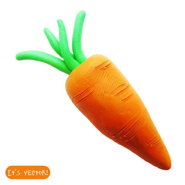Icon of plasticine carrot vector art illustration