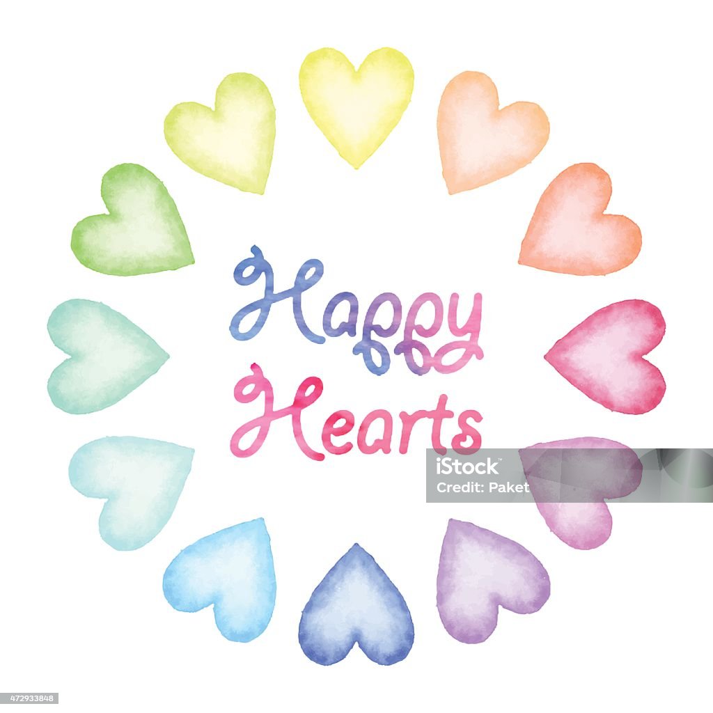 Watercolor hearts set Watercolor hearts. Cute colorful heart shaped graphic design elements for valentines day, birthday cards, baby shower, wedding invitations, scrapbooking etc. Isolated on white. Vector illustration. 2015 stock vector