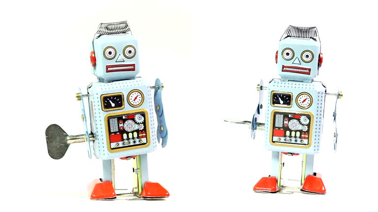 Two Retro tin toy robots