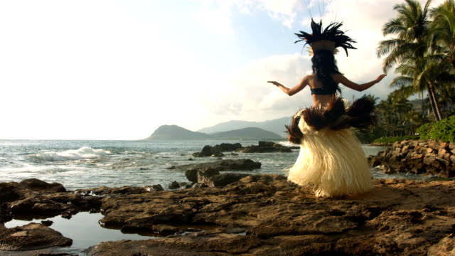 Polynesian dancer performs, slow motion