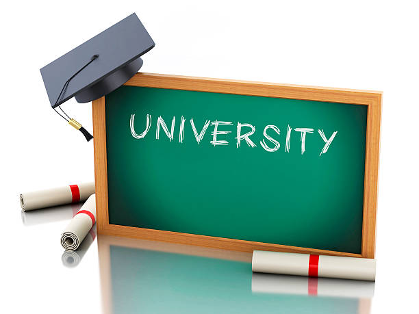 istock 3d blackboard with diploma certificate and graduation cap. 472939942