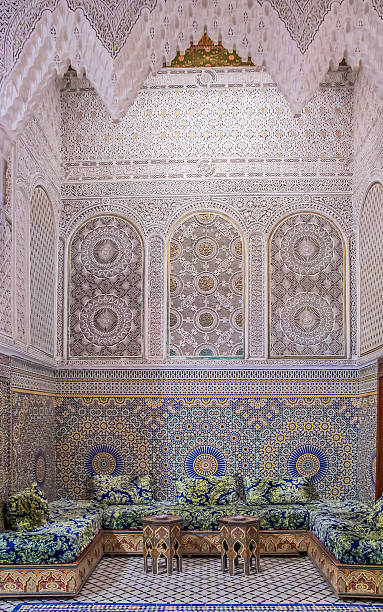 istock Courtyard decorated with mosaic and carvings in a Moroccan riad 472945544