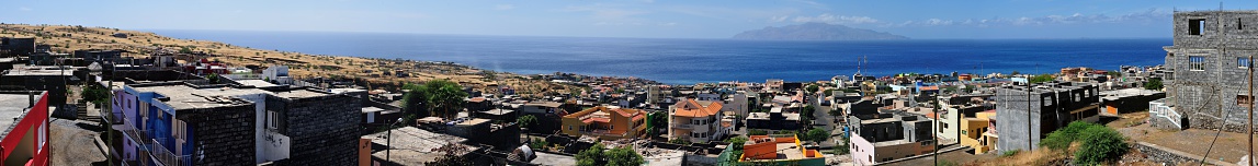 Sao Filipe, a city in growth expansion, extends from the front into inlands on the island of Fogo, Cabo Verde