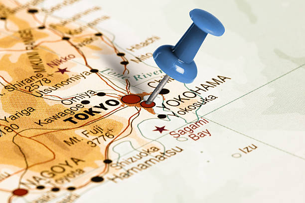 istock Location Yokohama. Blue pin on the map. 472952800