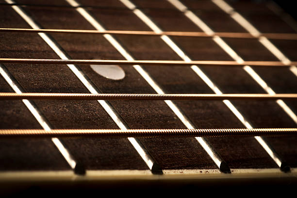 istock Close up of a guitar fret boad, arm and strings 472953644