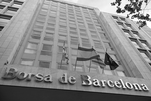 Barcelona, Spain - May 2, 2015: Stock Exchange building in the las ramblas street in Barcelona 