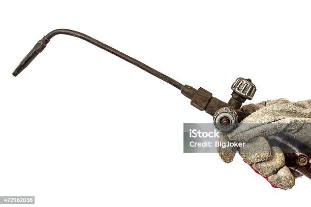 Welding Torch In Hand Isolated On White Background Stock Photo - Download Image Now