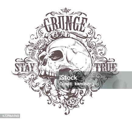 istock Grunge skull art on white background 472964140