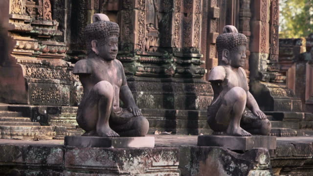 Statues and art in Banteay Srei temple, Cambodia, Asia