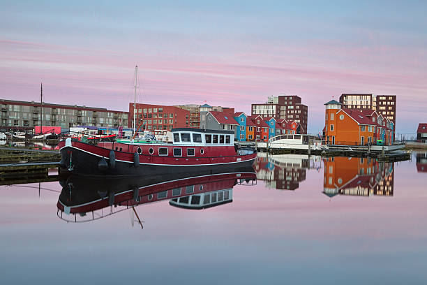 istock ship on Reitdiephaven harbor at sunrise 472973690