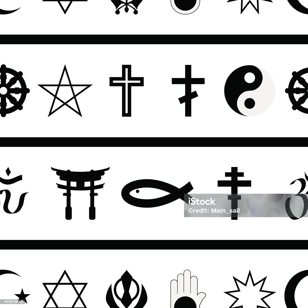 Black and white seamless pattern of religious symbols Black and white seamless pattern of religious symbols. 2015 stock vector