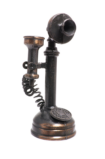 Antique Telephone on Isolated White Background