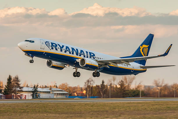 Ryanair Boeing 737 Prague, Czech Republic - February 1, 2015: Boeing 737 of Ryanair. Image was taken at Vaclav Havel airport. boeing 737 photos stock pictures, royalty-free photos & images