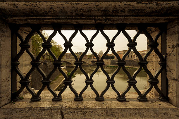 istock Iron forged grid at saint angello's bridge 472989982
