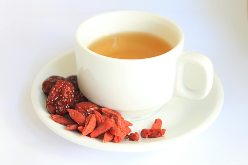 A cup of Jujube and Lycium tea