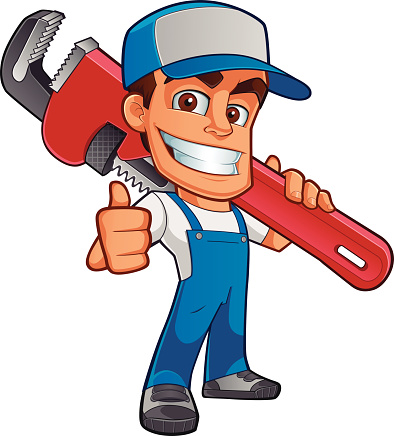 
Likeable plumber, he is dressed in work clothes and carrying a tool