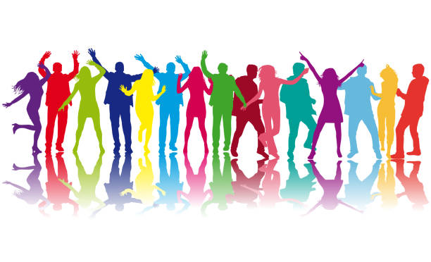 Dancing silhouettes Dancing people silhouettes silhouette of dancer people dance shadow party music disco stock illustrations