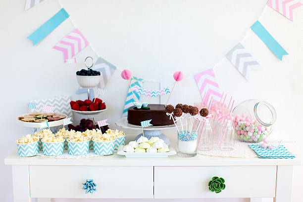 istock Snack and dessert table for a party 472994532