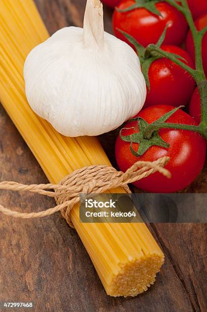 Italian Basic Pasta Ingredients Stock Photo - Download Image Now - 2015, Backgrounds, Basil