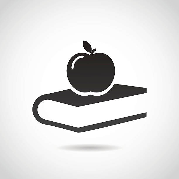jabłko i rezerwuj-edukacja ikony. - textbook stock illustrations