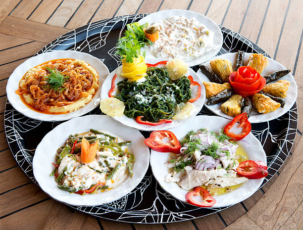 Turkish traditional appetizer food on the restaurant table
