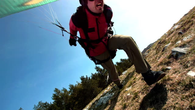 HD Super Slow-Mo: Paraglider Taking Off