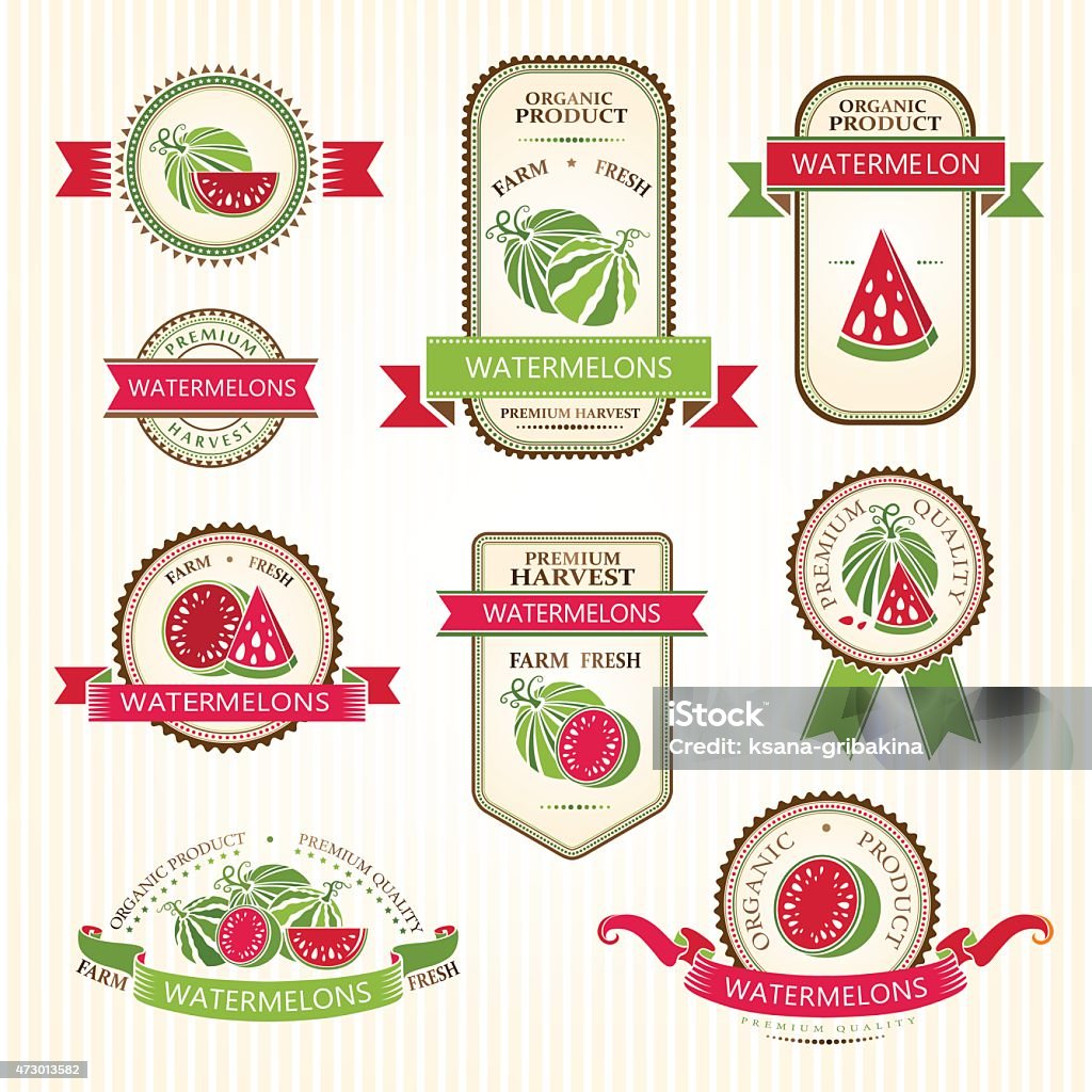 Watermelon Rind Label Watermelon Labels Collection Stock Illustration - Download Image Now ...