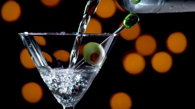MARTINI BEING POURED-SLOW MOTION