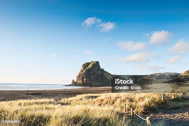 Lion Rock Panorama Stock Photo - Download Image Now - Piha Beach, New Zealand, Beach