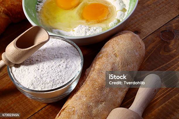 Set Of Ingredients Stock Photo - Download Image Now - 2015, Backgrounds, Baguette