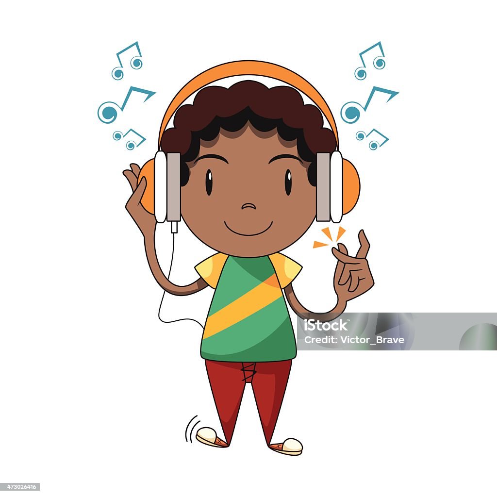 Child Using Headphones Listening To Music Stock Illustration - Download  Image Now - Child, Music, Listening - iStock