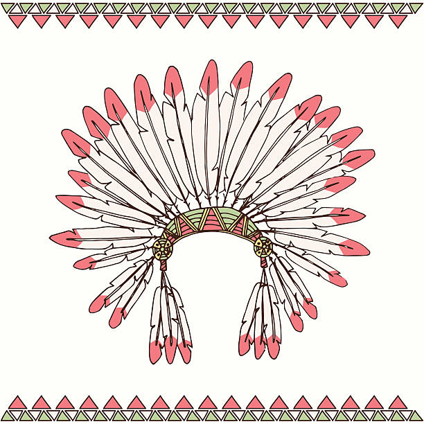 hand drawn native american indian chief kopfschmuck - kopfschmuck stock-grafiken, -clipart, -cartoons und -symbole