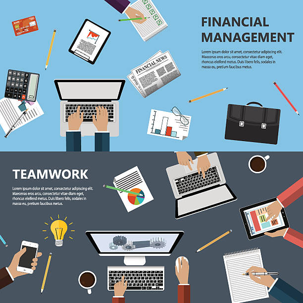 Financial management and teamwork concept vector art illustration