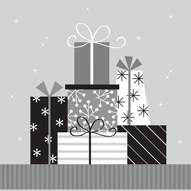 Vector illustration of Black & White Gift