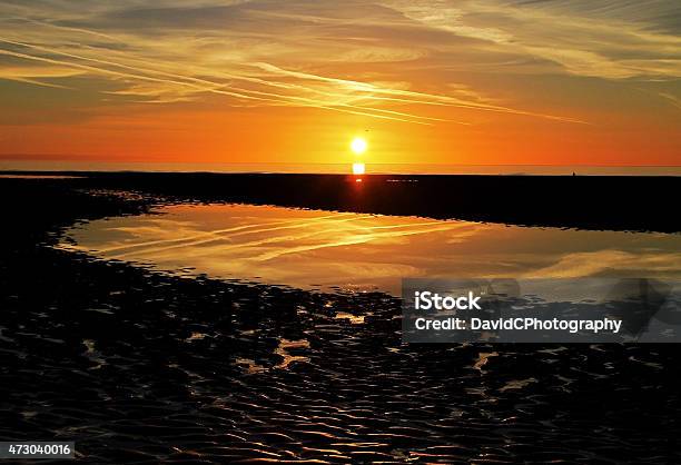 Sundown Reflections Stock Photo - Download Image Now - Beach, Lancashire, Water
