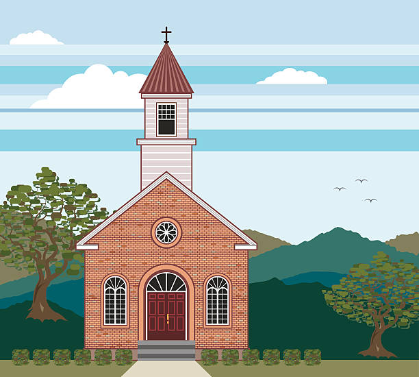 Brick church vector landscape Brick church vector landscape methodist stock illustrations