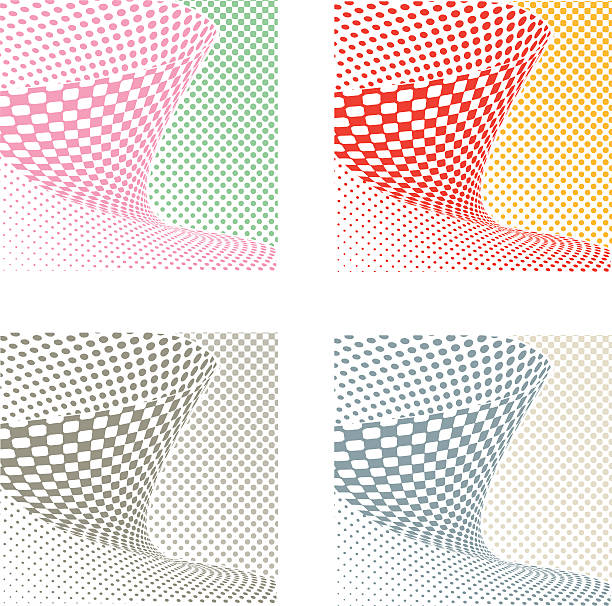 illustrations, cliparts, dessins animés et icônes de ensemble de motifs de similigravure onde sinusoïdale - textured sine wave spotted halftone pattern