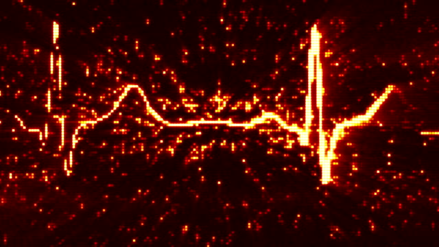 digital pixel EKG electrocardiogram pulse orange loopable background