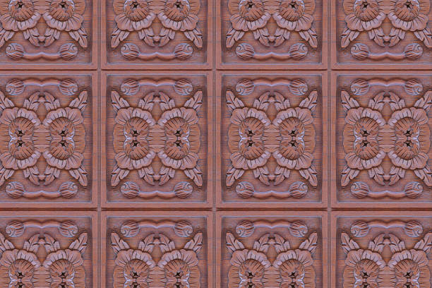 istock Carved wood wall close 473054704