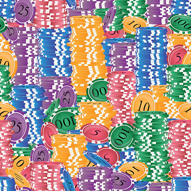 stack chips pattern Vector seamless pattern. Endless stacks of colored casino chips. dibs stock illustrations