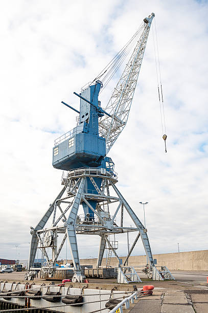 istock Harbor crane on rails in port. 473063716