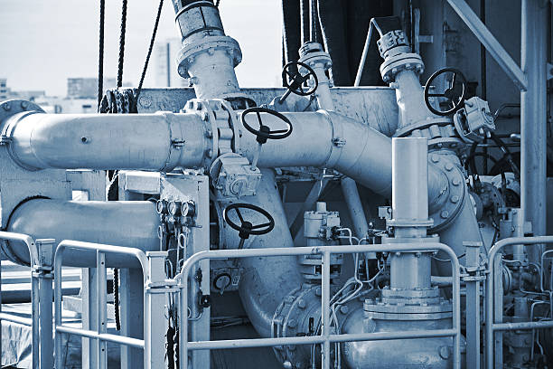 istock Pipes on the deck of naval ship. 473066932