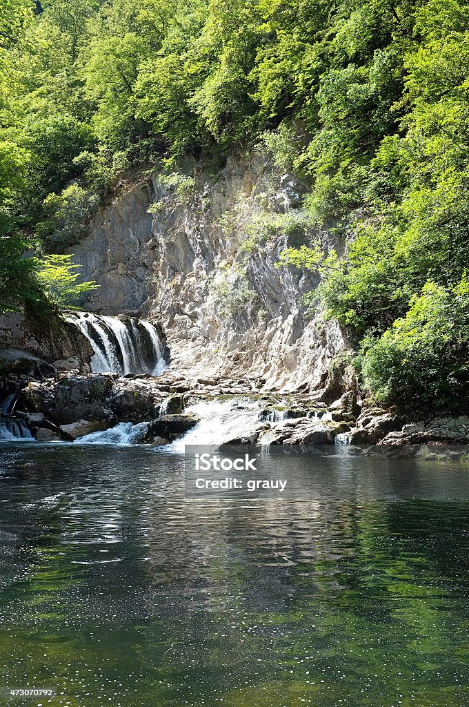 The Areuse Gorge and River - Swiss Jura The Areuse Gorge and River are located int he Swiss Jura - Canton of Neuchatel, between Noiraigue and Boudry. Cliff Stock Photo